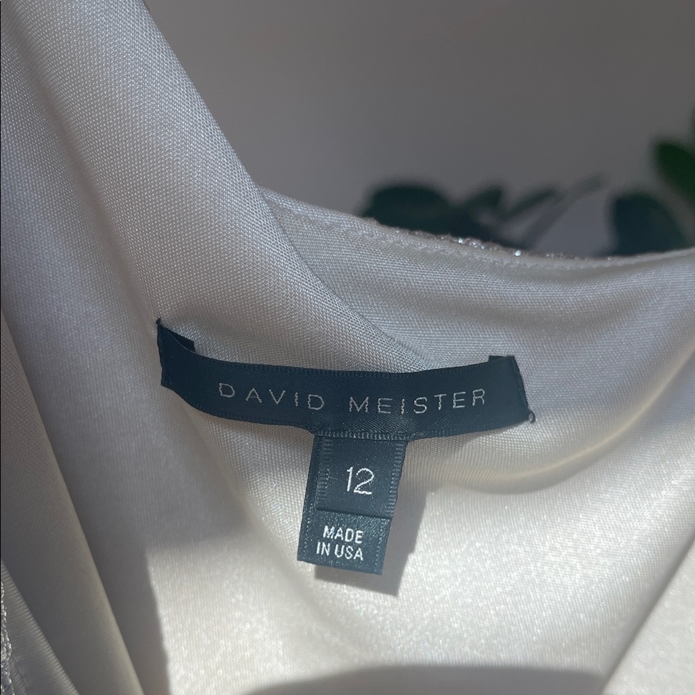 David Meister Silver One-Shoulder Dress